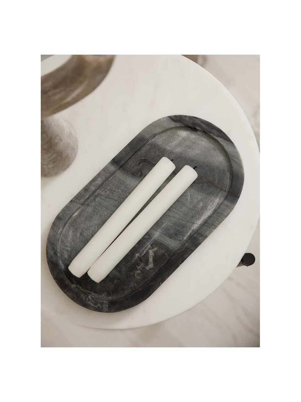 Deko-Tablett Oval aus Marmor in Schwarz-Grau, Marmor, Schwarz, Grau, B 28 x T 15 cm
