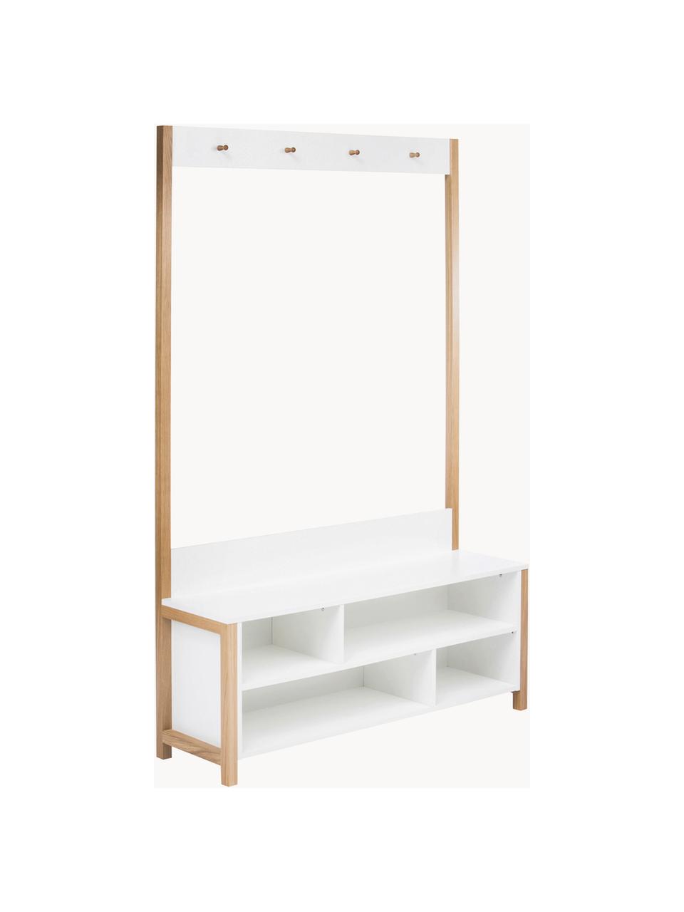 Garderobe Northgate mit Ablage, Korpus: Mitteldichte Holzfaserpla, Weiß, Eichenholz, B 120 x H 182 cm