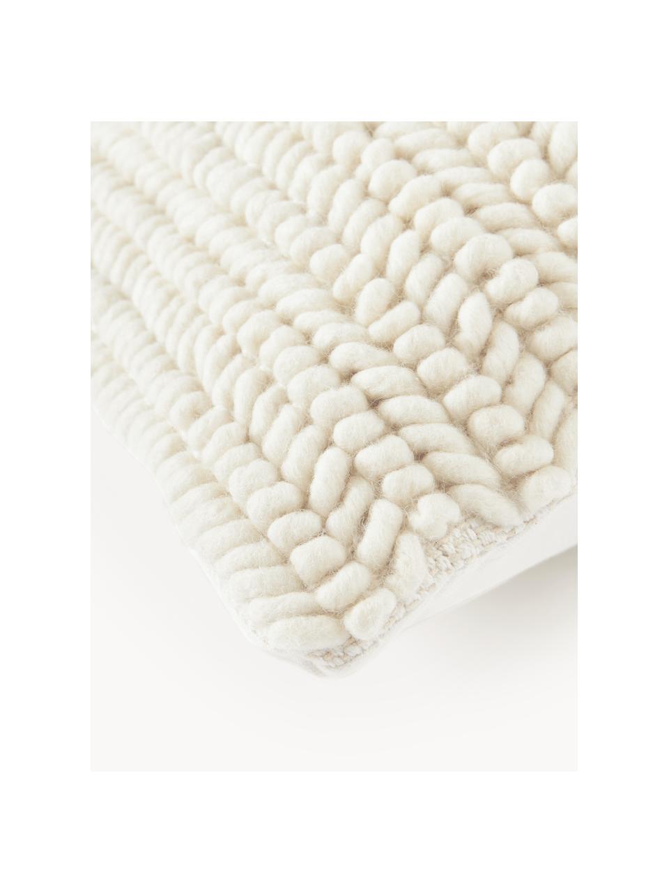 Housse de coussin en tricot Idra, Blanc crème, larg. 45 x long. 45 cm