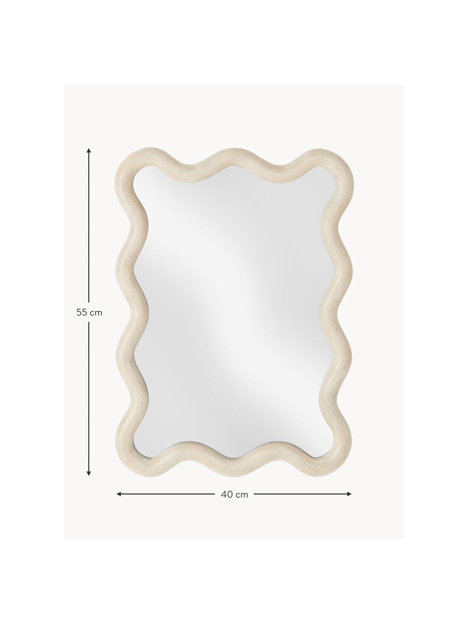 Wandspiegel Wave mit welligem Rand, Spiegelfläche: Spiegelglas, Rahmen: Mitteldichte Holzfaserpla, Hellbeige, B 40 x H 55 cm