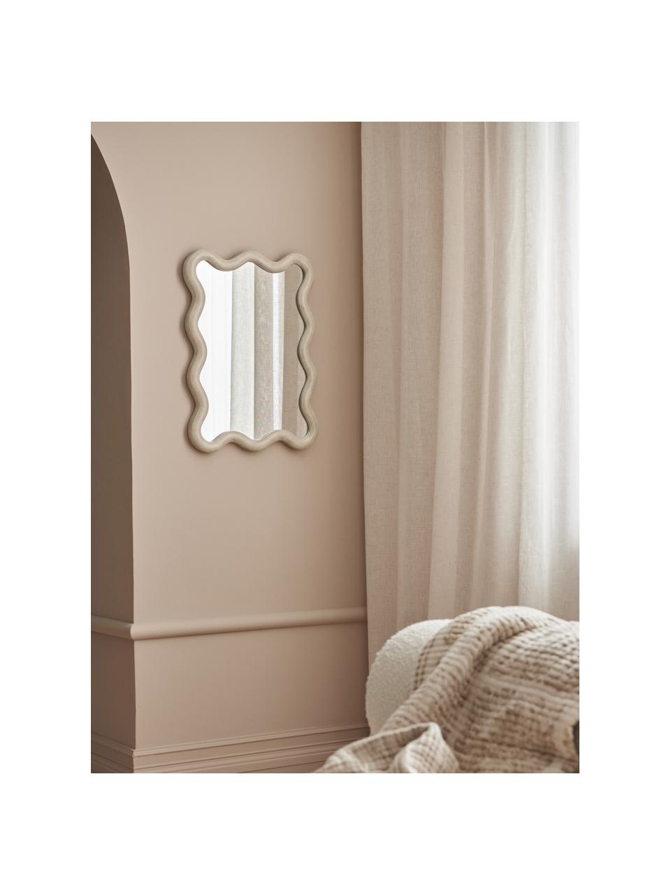 Miroir avec bord ondulé Wave, Beige clair, larg. 40 x haut. 55 cm