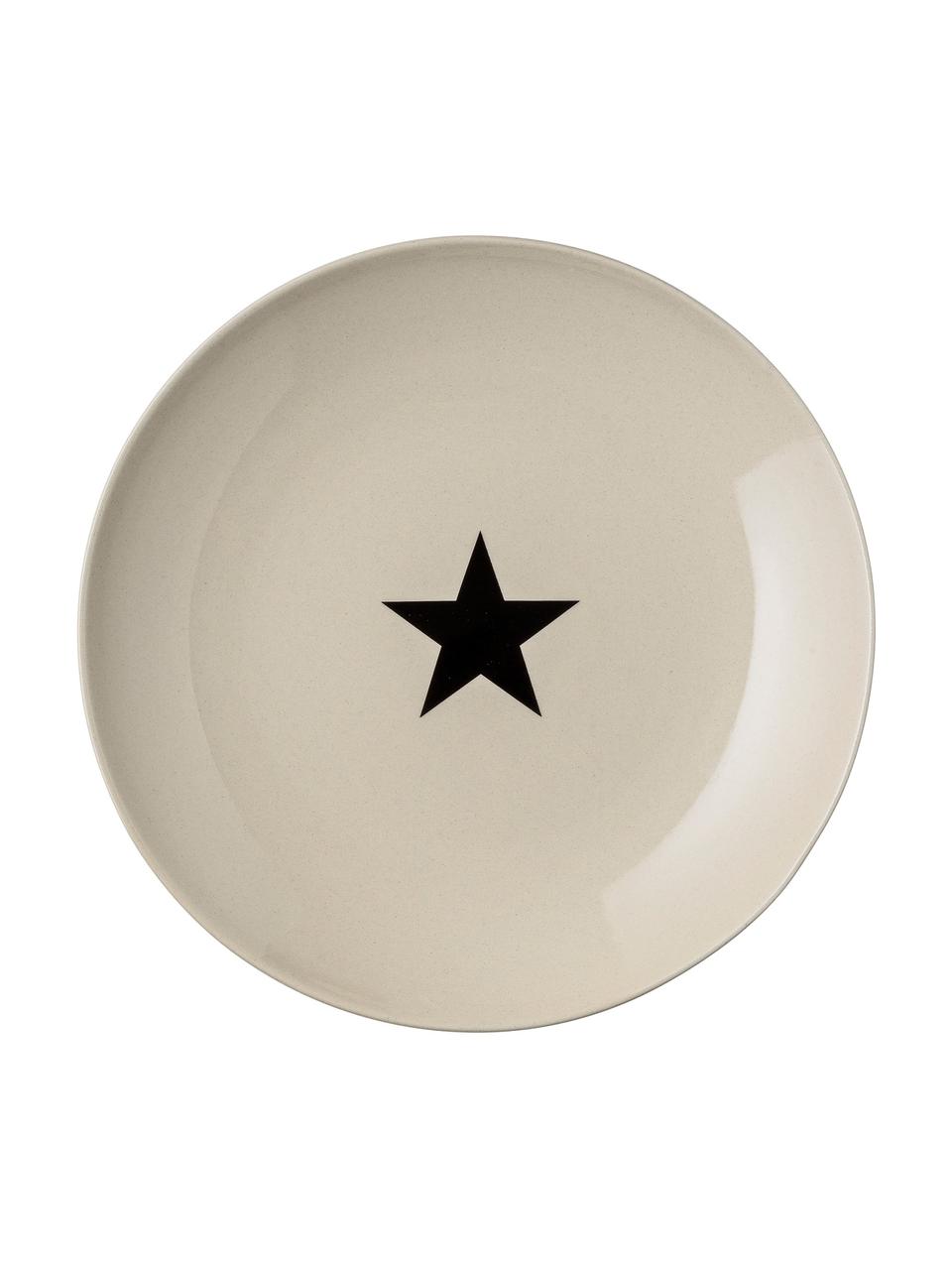 Speiseteller Star mit schwarzem Stern, Steingut, Beige, Schwarz, Ø 25 cm