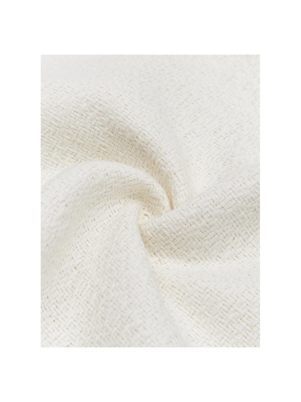 Housse de coussin blanc crème à finition frangée Lorel, Blanc