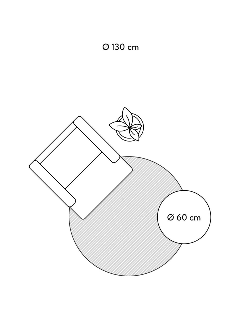 Rond in- en outdoor vloerkleed River met bloemenpatroon, 100% polypropyleen, Beige, blauwtinten, Ø 130 cm (maat M)