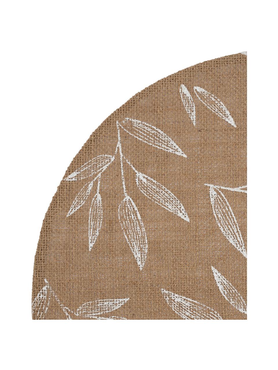 Placemats Pep met blad motief, 2 stuks, Jute, Beige, wit, 40 x 40 cm