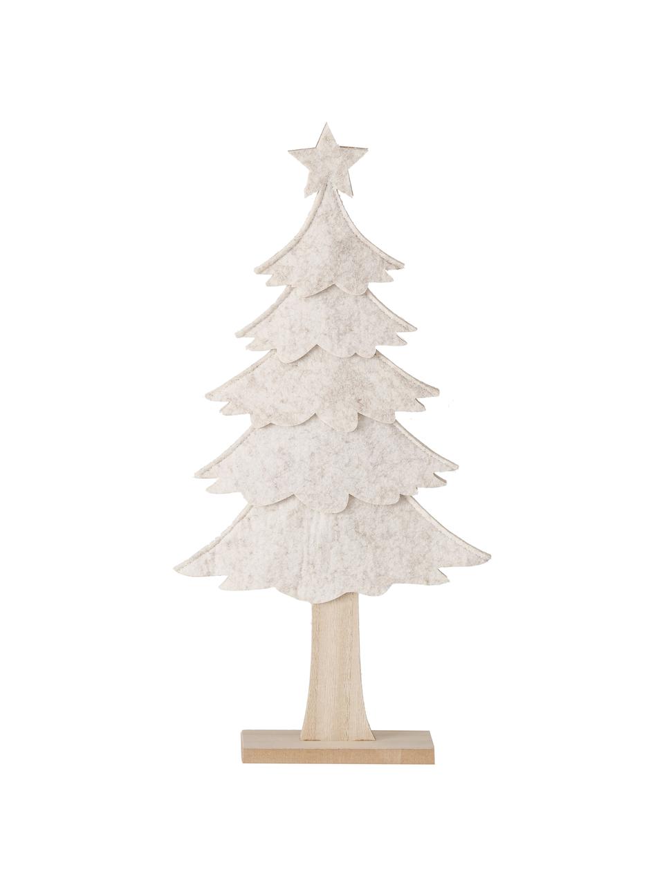 Decoratieve kerstboom Janne, MDF, polyester-vilt, Beige, lichtbruin, B 23 x H 47 cm