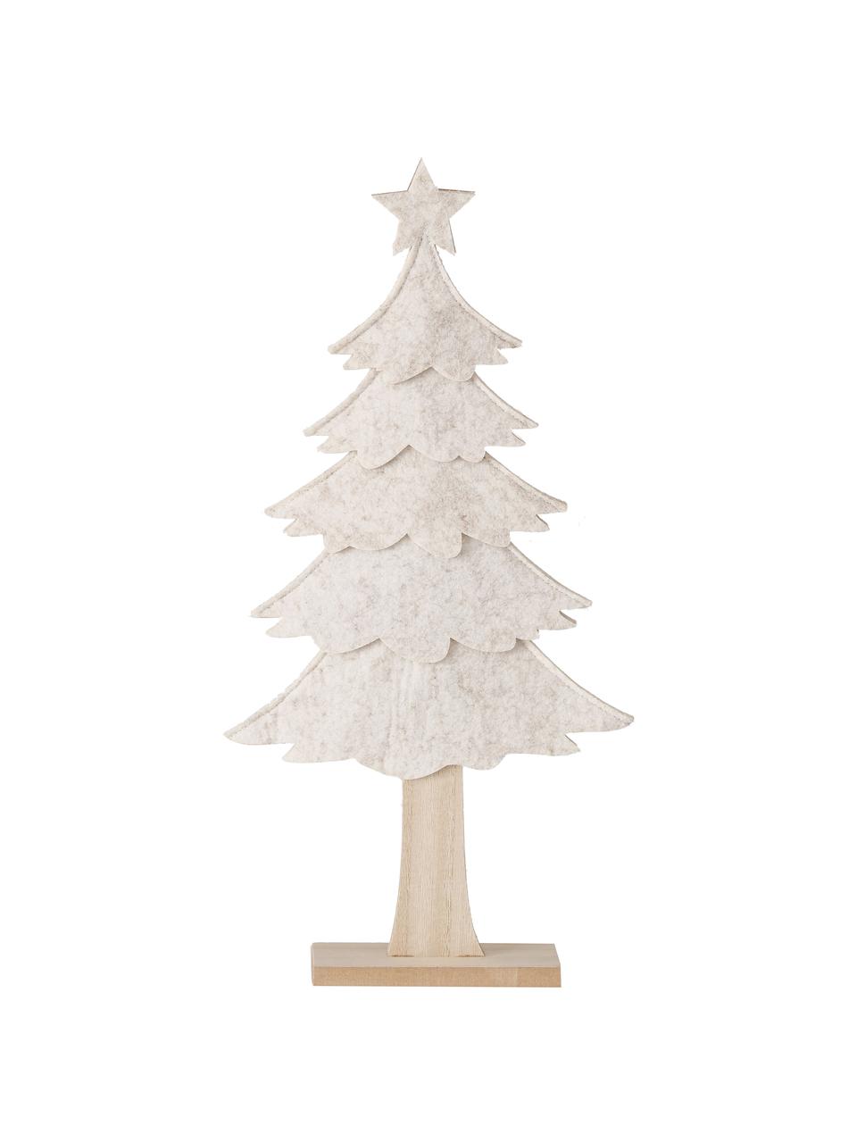 Deko-Weihnachtsbaum Janne, Mitteldichte Holzfaserplatte (MDF), Polyester-Filz, Beige, Helles Holz, B 23 x H 47 cm
