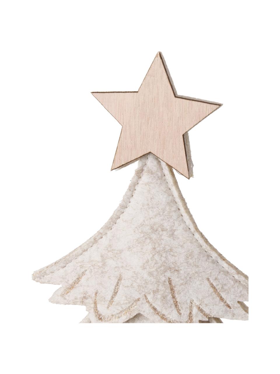 Deko-Weihnachtsbaum Janne, Mitteldichte Holzfaserplatte (MDF), Polyester-Filz, Beige, Helles Holz, B 23 x H 47 cm
