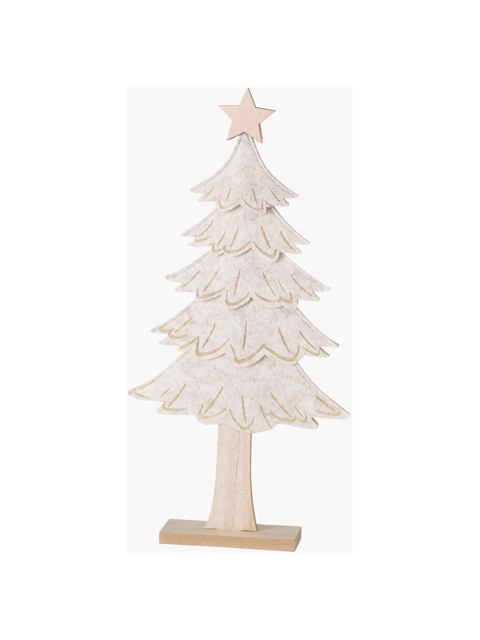 Decoratieve kerstboom Janne, MDF, polyester-vilt, Beige, lichtbruin, B 23 x H 47 cm