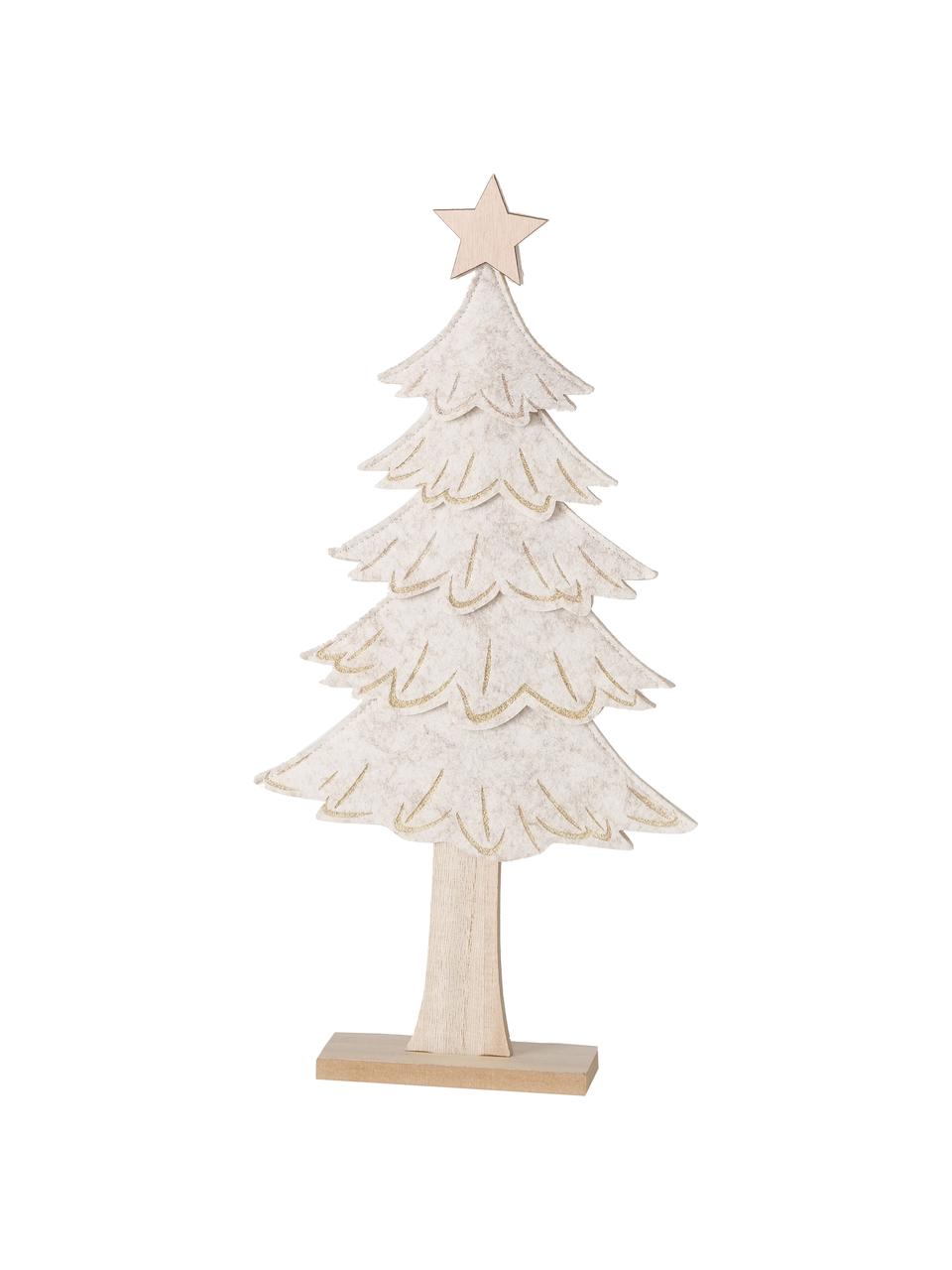 Albero di Natale decorativo Janne, Pannello di fibra a media densità (MDF), feltro di poliestere, Beige, legno, Larg. 23 x Alt. 47 cm