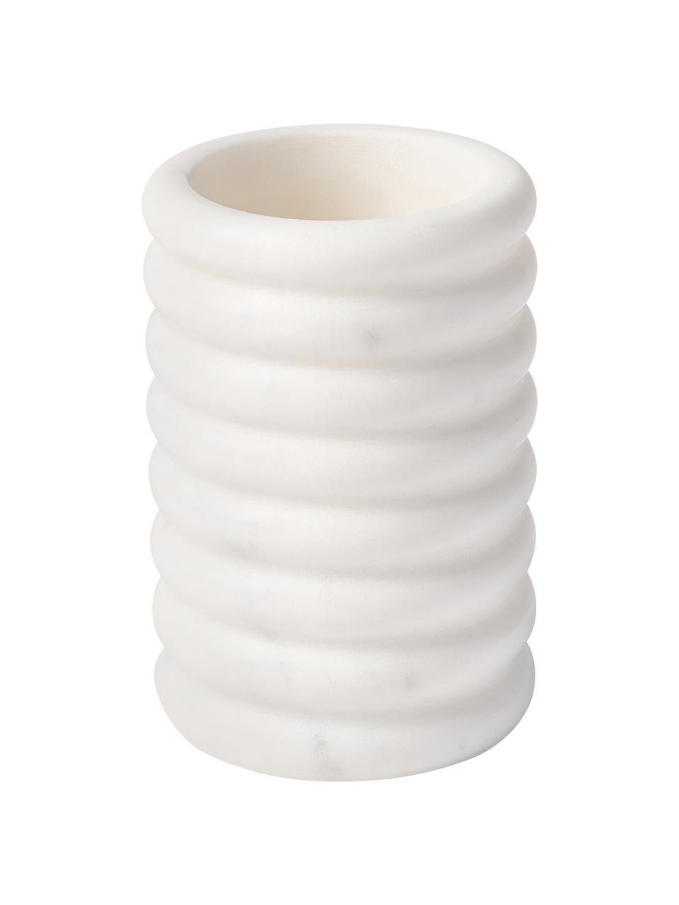 Portaspazzolino in marmo Orta, Marmo, Bianco marmorizzato, Ø 8 x Alt. 12 cm