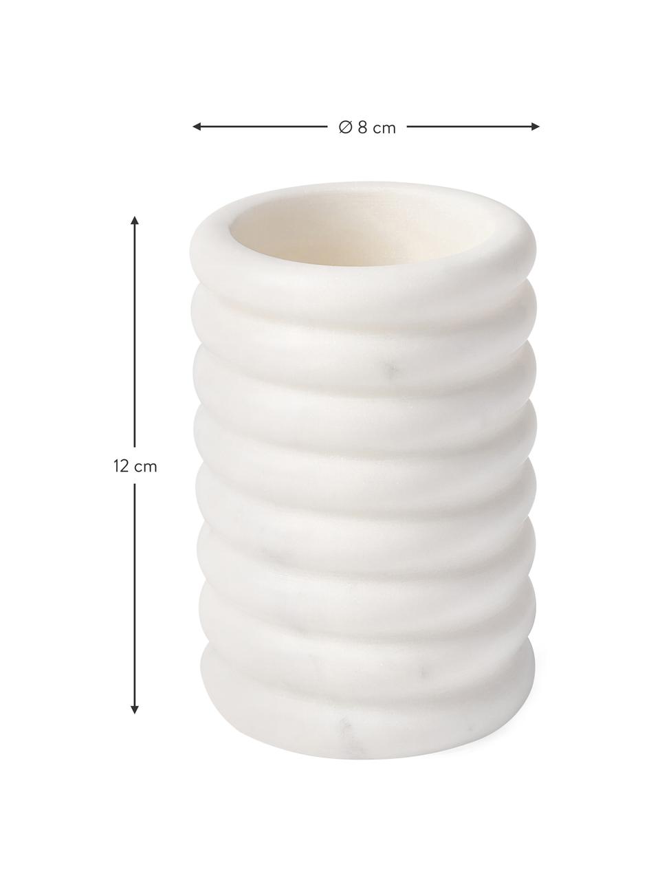 Portaspazzolino in marmo Orta, Marmo, Bianco marmorizzato, Ø 8 x Alt. 12 cm