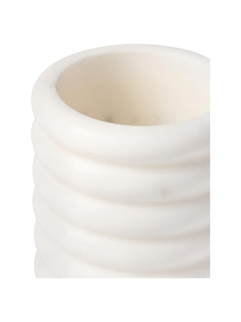 Portaspazzolino in marmo Orta, Marmo, Bianco marmorizzato, Ø 8 x Alt. 12 cm