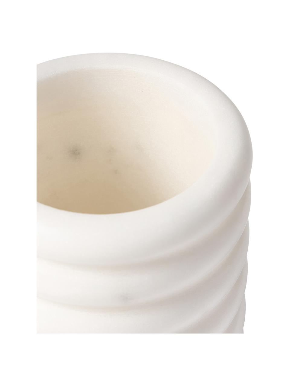 Portaspazzolino in marmo Orta, Marmo, Bianco marmorizzato, Ø 8 x Alt. 12 cm