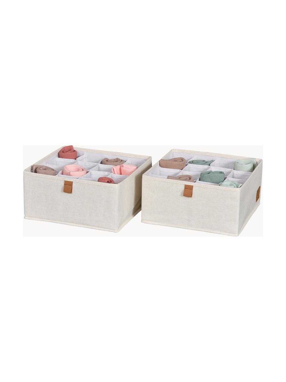 Boîtes de rangement Premium, 2 pièces, Beige clair, brun, larg. 30 x prof. 30 cm