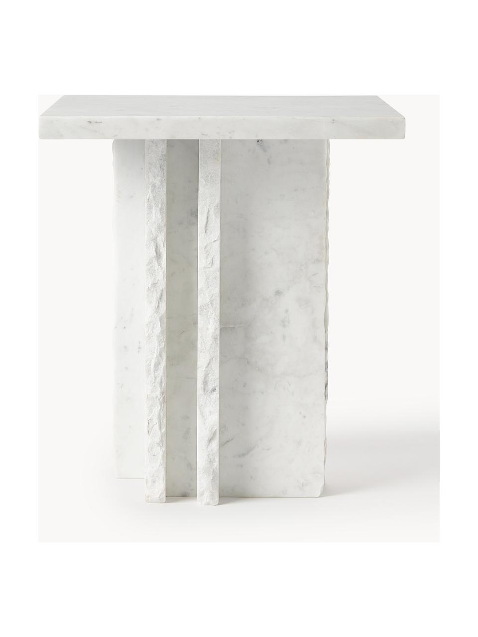 Marmor-Couchtisch Selene, Marmor, Weiß, marmoriert, B 40 x T 40 cm