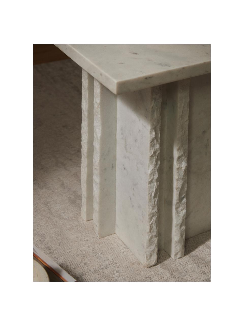 Marmor-Couchtisch Selene, Marmor, Weiß, marmoriert, B 40 x T 40 cm