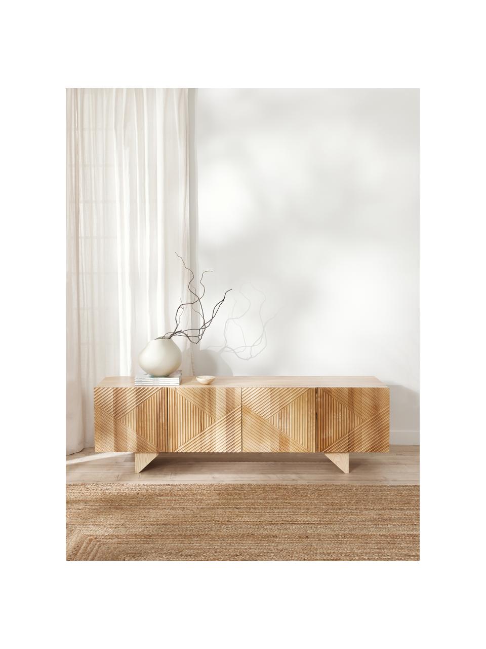 Aparador de madera maciza Louis, Parte trasera: tablero de fibras de dens, Madera de fresno, An 180 x Al 55 cm