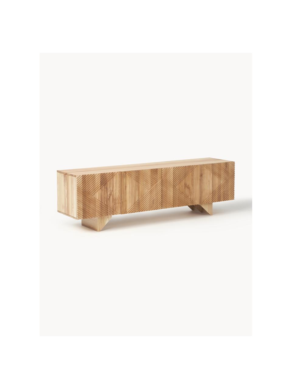 Credenza bassa in legno di frassino massiccio Louis, Legno di frassino, Larg. 180 x Alt. 55 cm