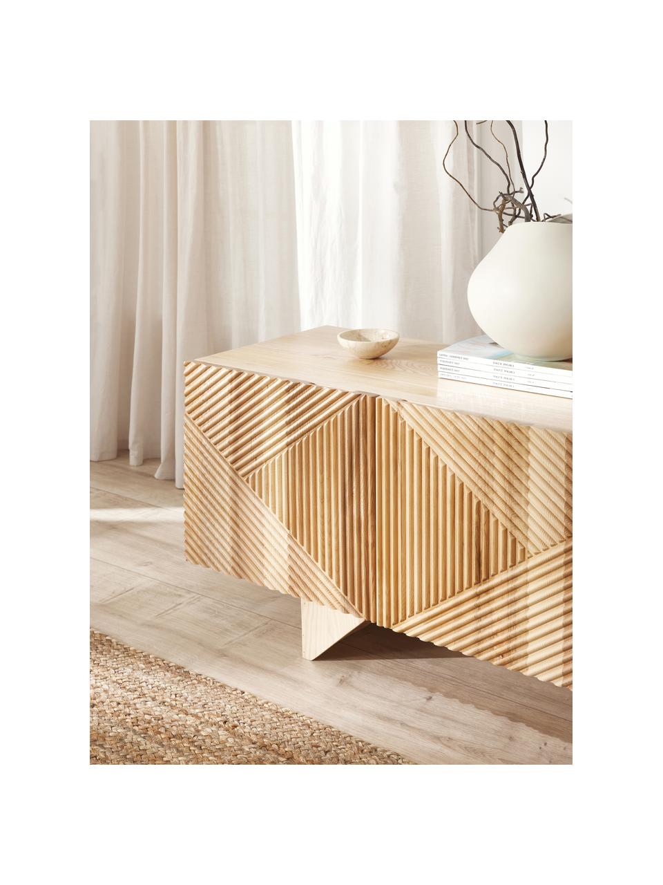 Credenza bassa in legno di frassino massiccio Louis, Legno di frassino, Larg. 180 x Alt. 55 cm