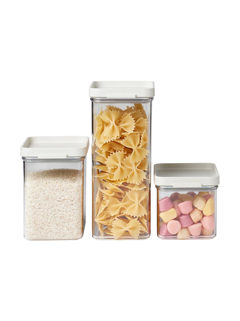 Opbergpottenset Omnia, 3-delig, Kunststof, BPA-vrij, Wit, transparant, Set met verschillende formaten