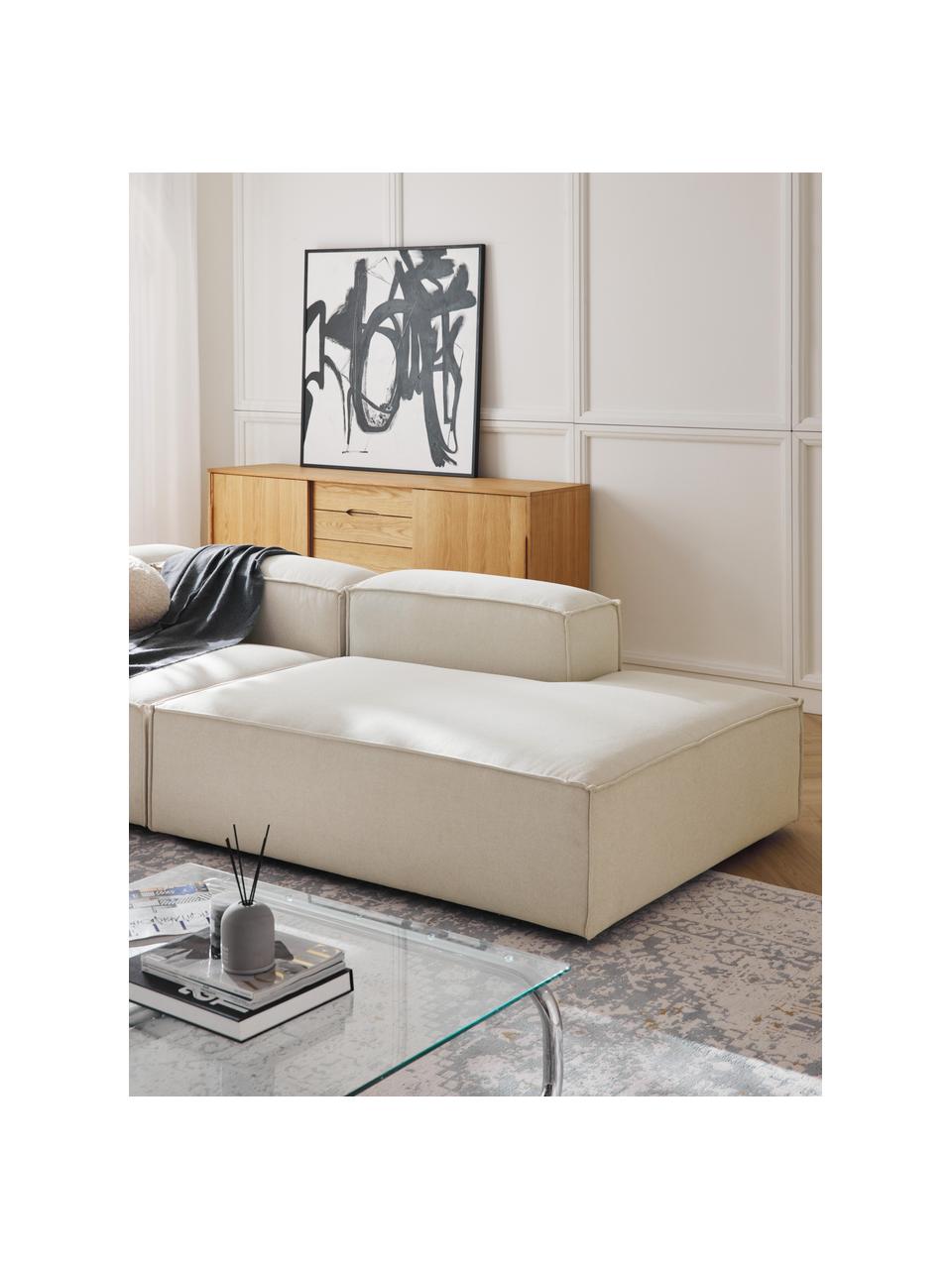 Chaise longue module Lennon, Bekleding: 100% polyester De slijtva, Frame: massief grenenhout, multi, Poten: kunststof Dit product is , Geweven stof gebroken wit, B 150 x D 123 cm, rugleuning links