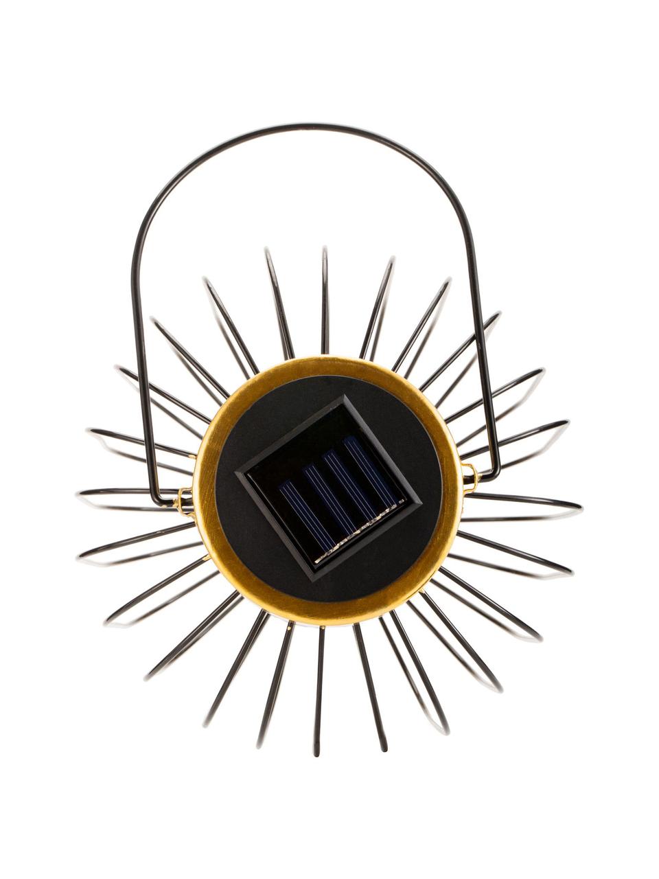 Outdoor solar lamp Wonder om op te hangen of te zetten, Lamp: metaal, Lampenkap: kunststof, Frame: zwart gelakt eikenhout. Voet: goudkleurig, Ø 19 x H 29 cm