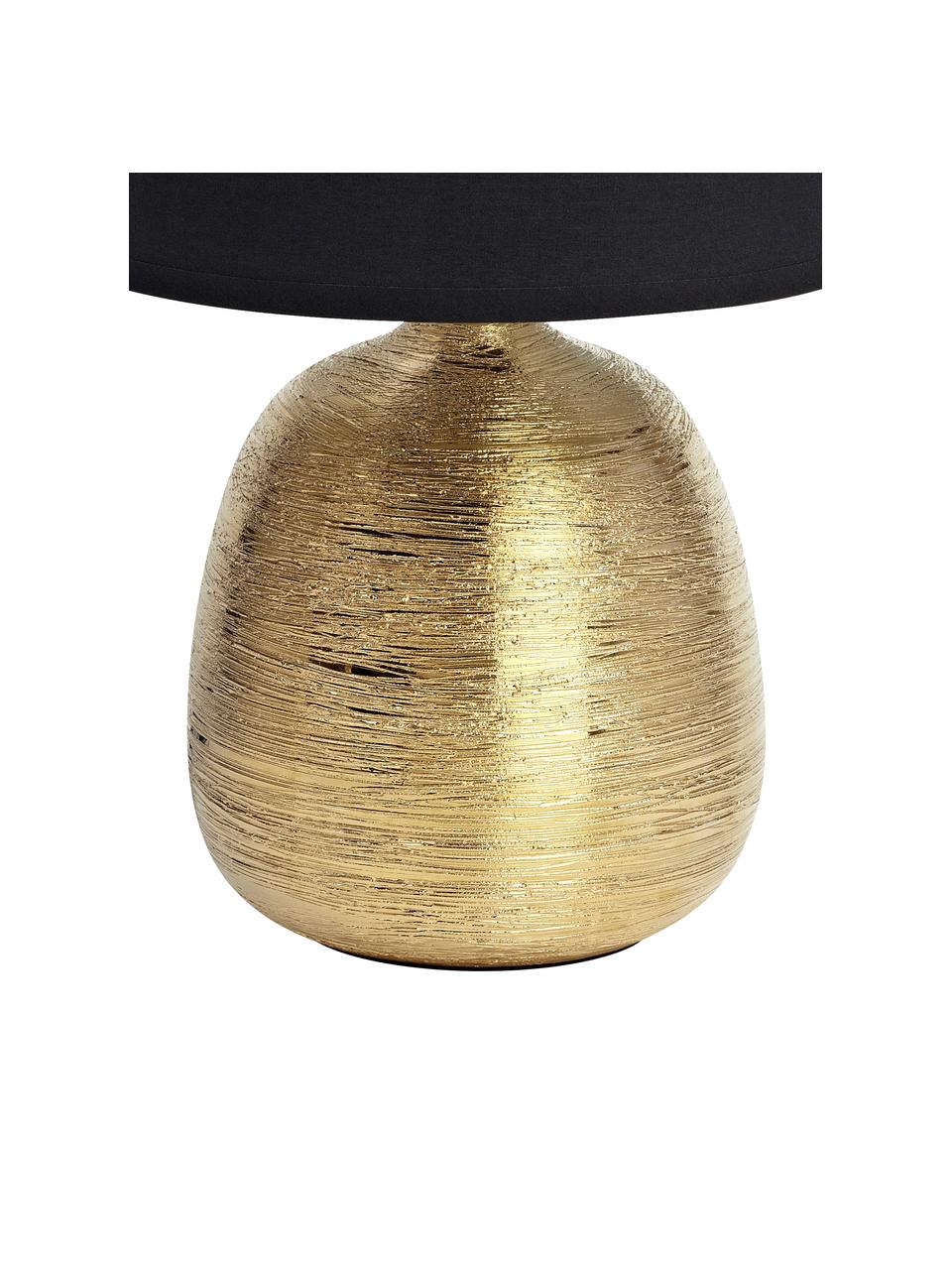 Keramische tafellamp Oscar-goudkleurig, Lampvoet: keramiek, Zwart, goudkleurig, Ø 20 x H 39 cm