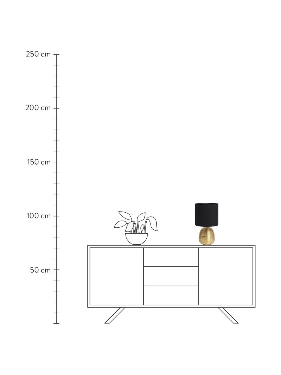 Keramická stolní lampa Oscar, Černá, zlatá, Ø 20 cm, V 39 cm
