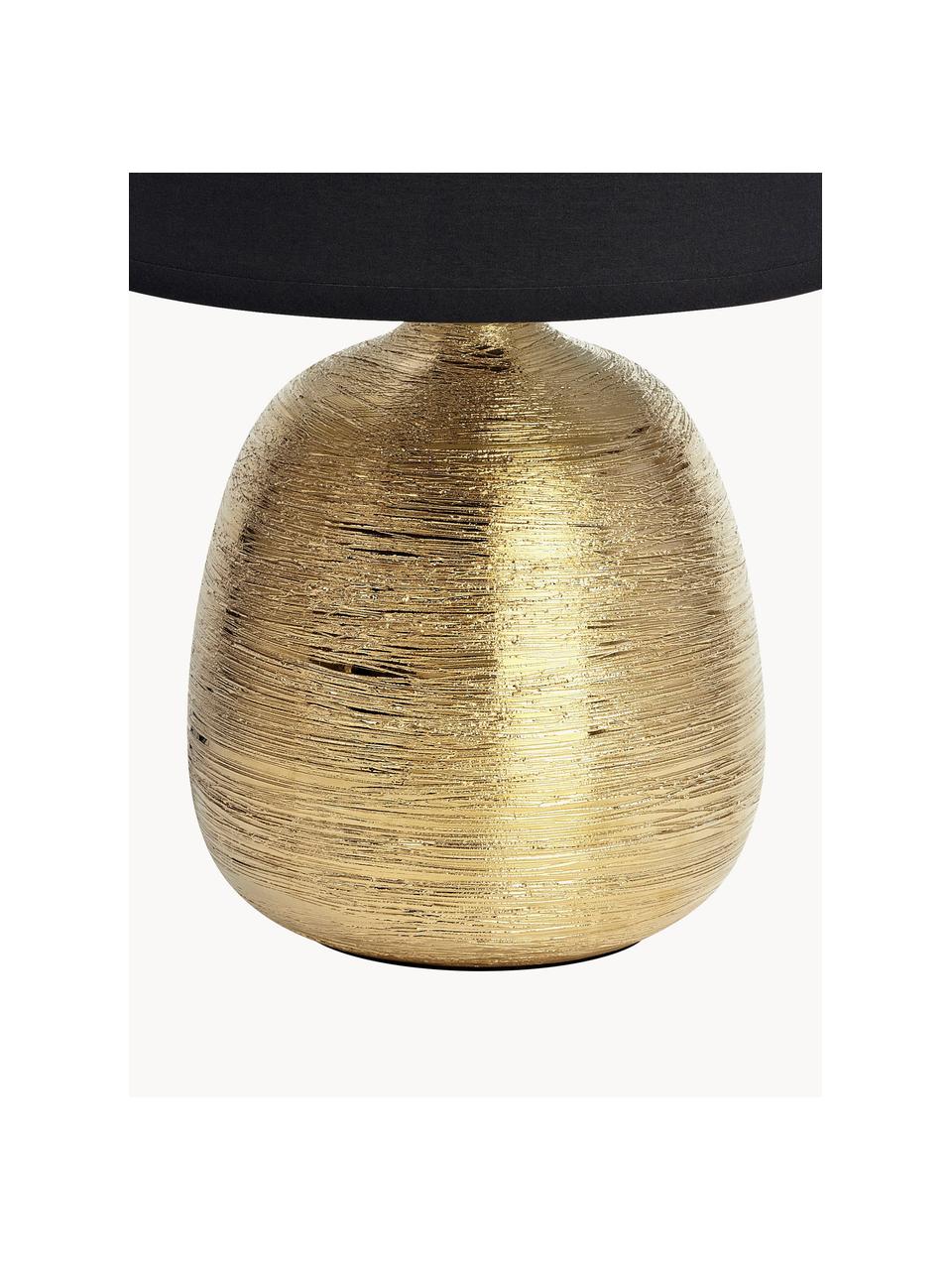 Stolová lampa z keramiky Oscar, Čierna, odtiene zlatej, Ø 20 x V 39 cm