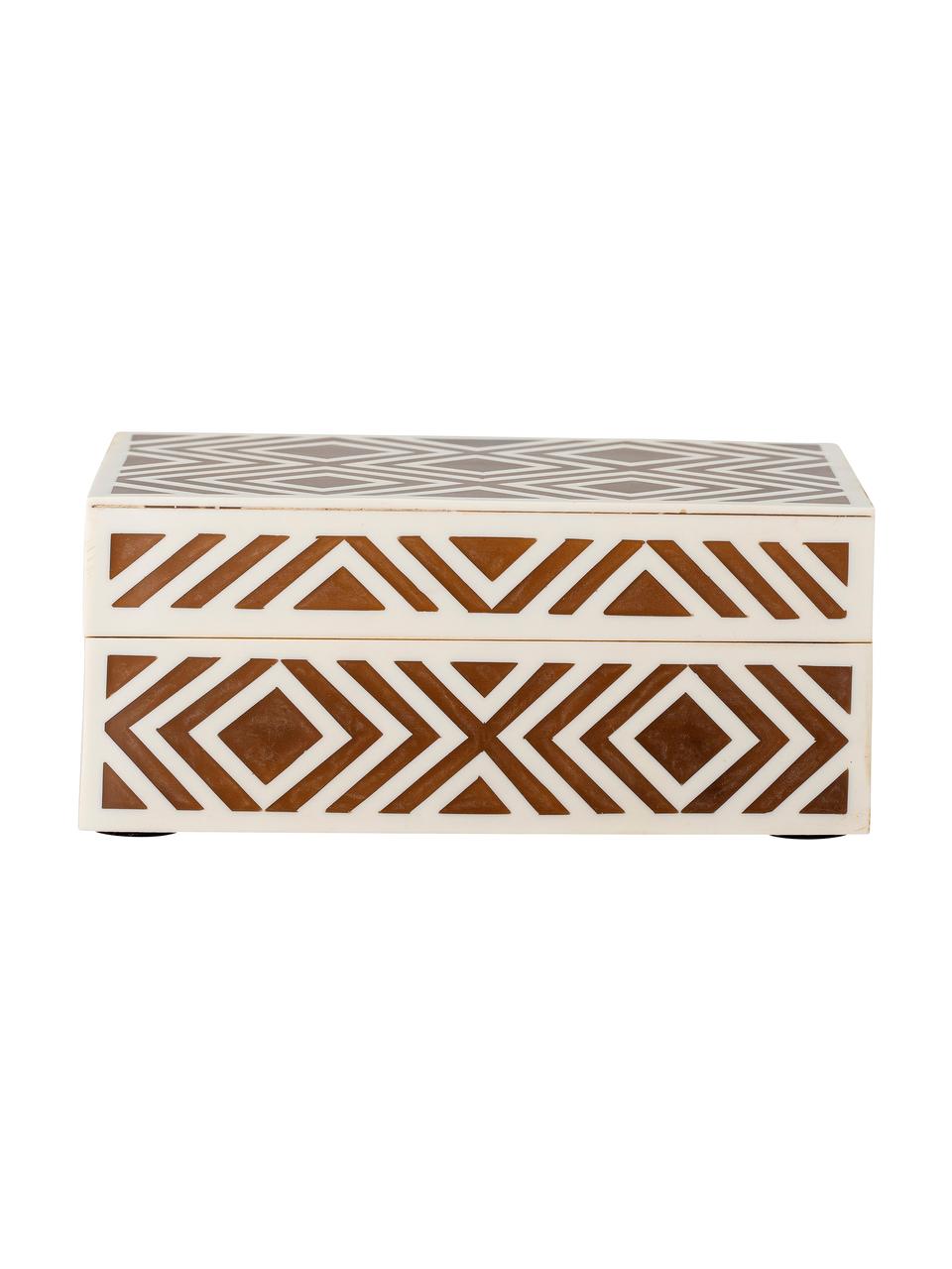 Schmuckbox Henny, Mitteldichte Holzfaserplatte (MDF), Polyresin beschichtet, Braun, Cremeweiss, 18 x 8 cm