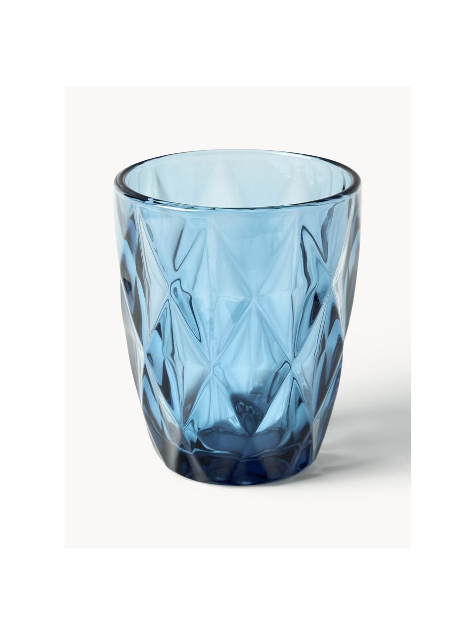 Set 4 bicchieri con motivo strutturato Colorado, Vetro, Blu, malva, grigio, verde, Ø 8 x Alt. 10 cm, 260 ml