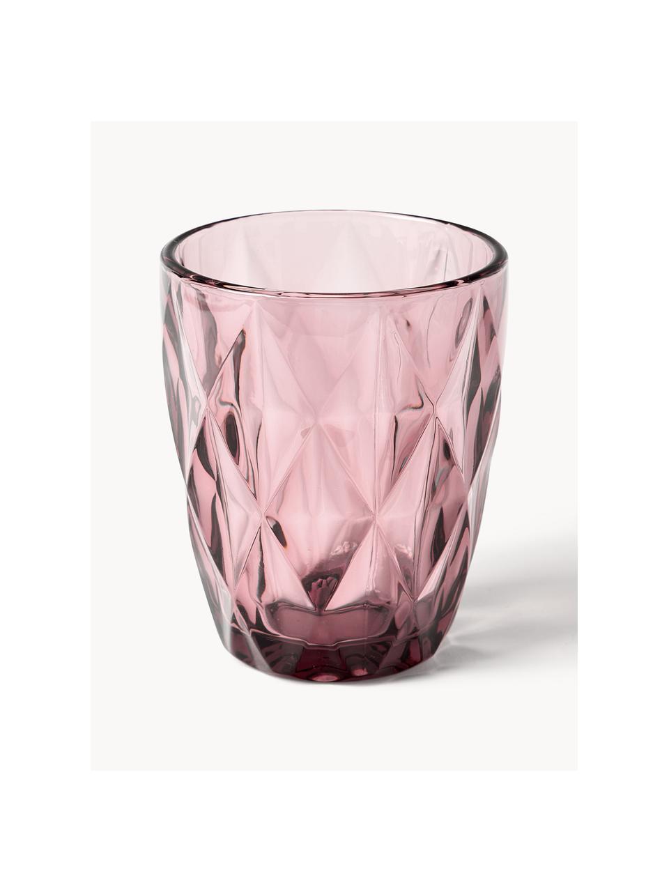 Waterglazen Colorado met structuurpatroon, 4-delig, Glas, Blauw, mauve, grijs, grijs, Ø 8 x H 10 cm, 260 ml