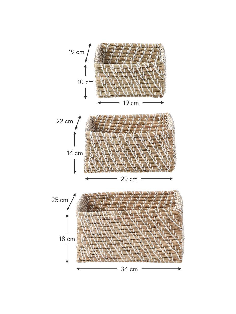 Set 3 scatole portaoggetti in fibra naturale Aleya, Alghe, Beige, Set in varie misure