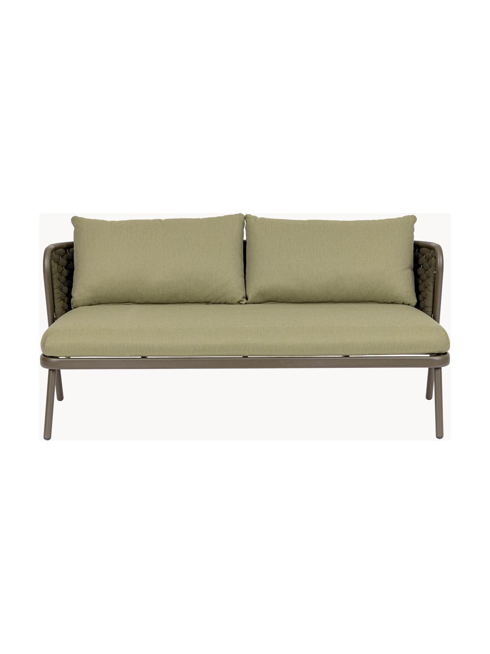 Divano da giardino 2 posti Harlow, Struttura: alluminio verniciato a po, Tessuto verde oliva, taupe, Larg. 165 x Prof. 77 cm