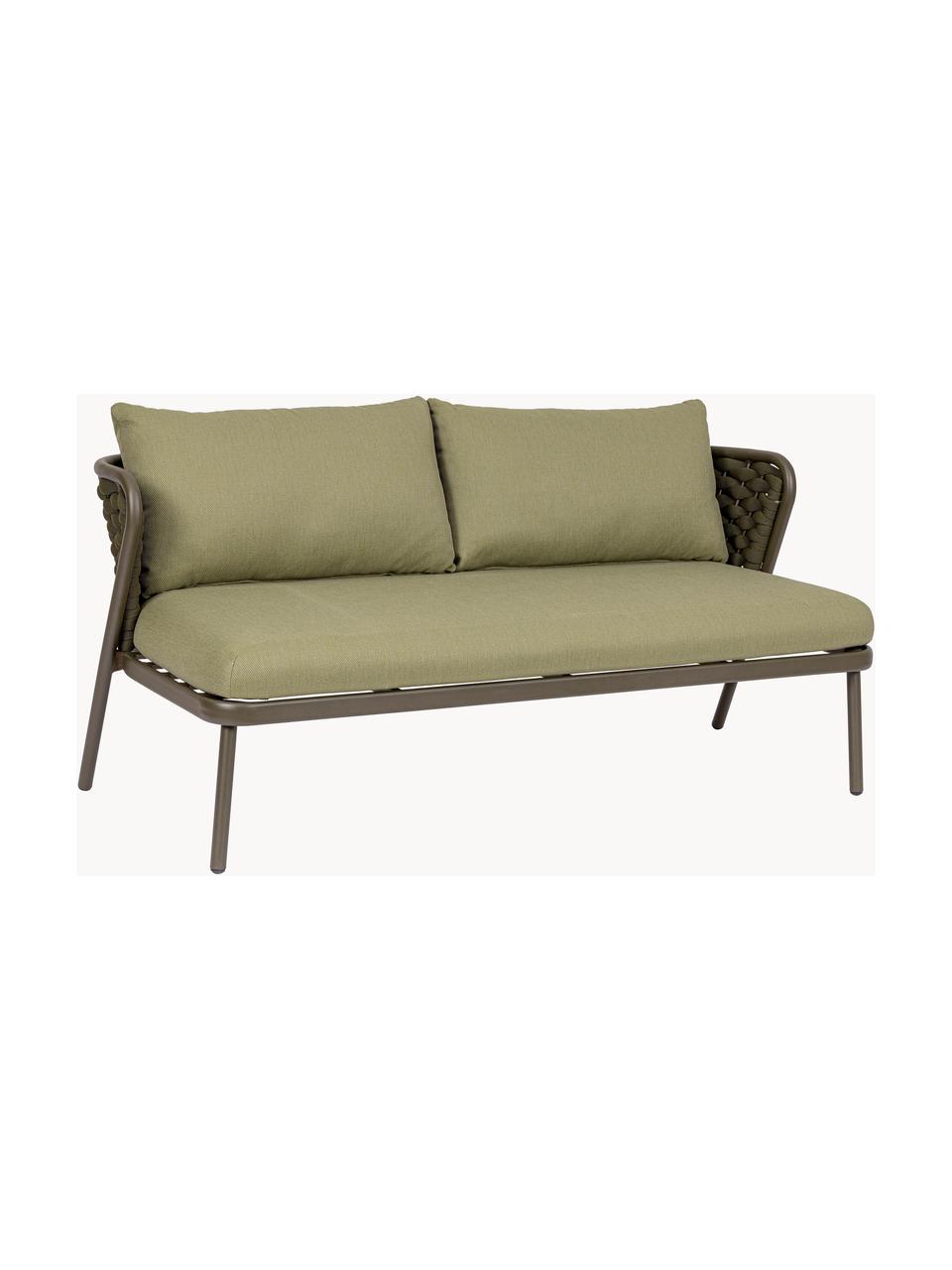 Sofa ogrodowa Harlow (2-osobowa), Tapicerka: 100% polipropylen, Stelaż: aluminium malowane proszk, Oliwkowozielona tkanina, taupe, S 165 x G 77 cm