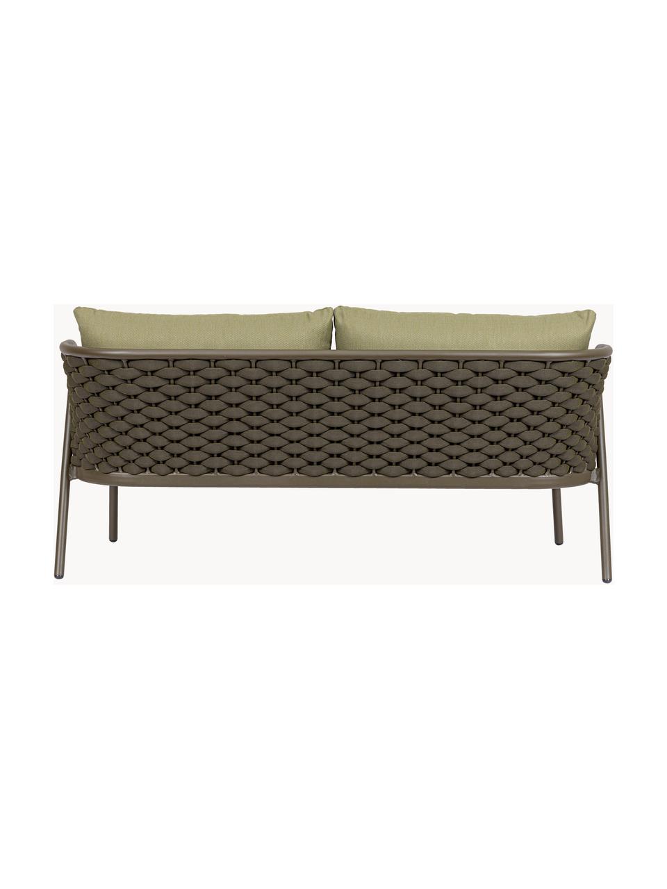 Sofa ogrodowa Harlow (2-osobowa), Tapicerka: 100% polipropylen, Stelaż: aluminium malowane proszk, Oliwkowozielona tkanina, taupe, S 165 x G 77 cm