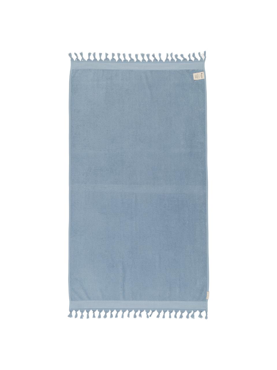 Fouta en tissu éponge Soft Coton, Bleu, blanc, larg. 100 x long. 180 cm
