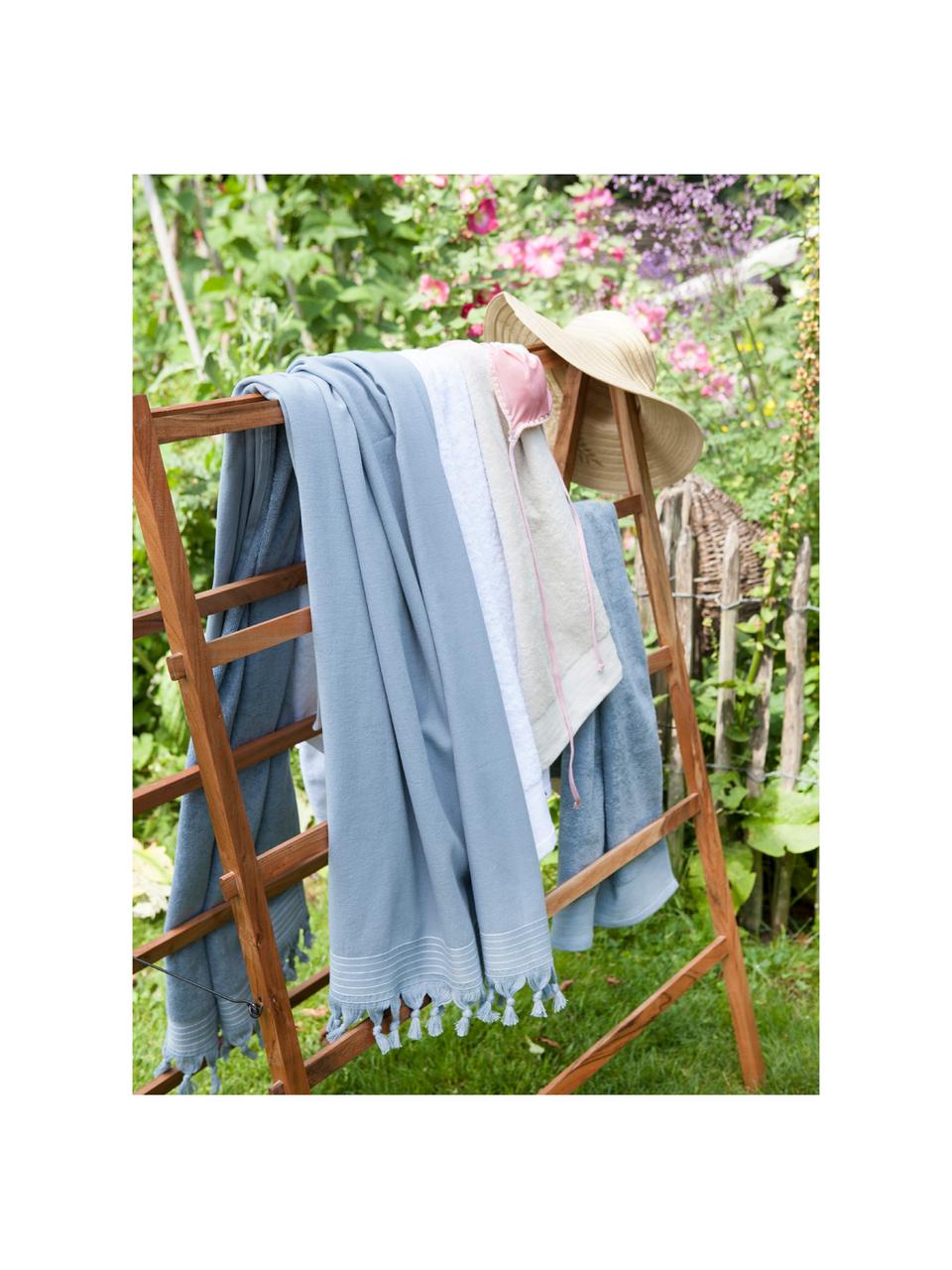 Hamamdoek Soft Cotton met achterzijde van badstof, Blauw, wit, 100 x 180 cm