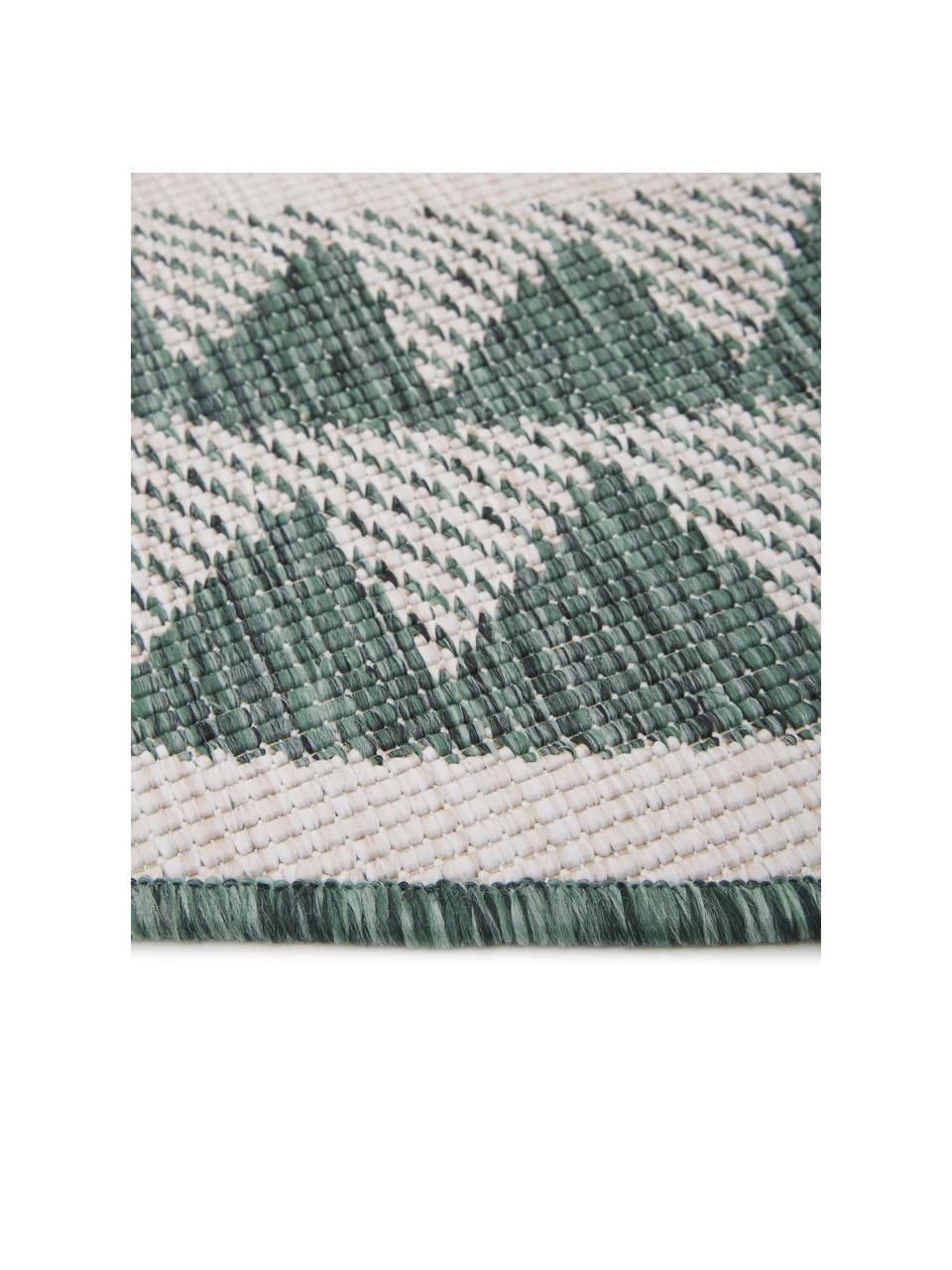 Tapis réversible intérieur-extérieur, rond Jamaica, Vert, couleur crème, imprimé, Ø 140 cm (taille M)