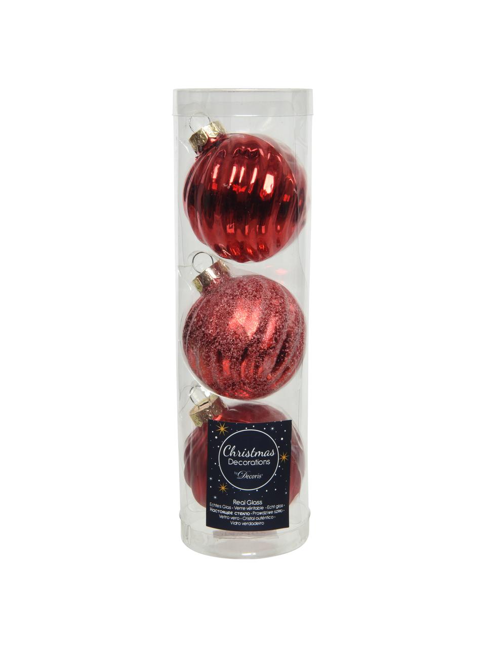 Kerstballen Gabriela, set van 3, Glas, Rood, Ø 6 x H 6 cm