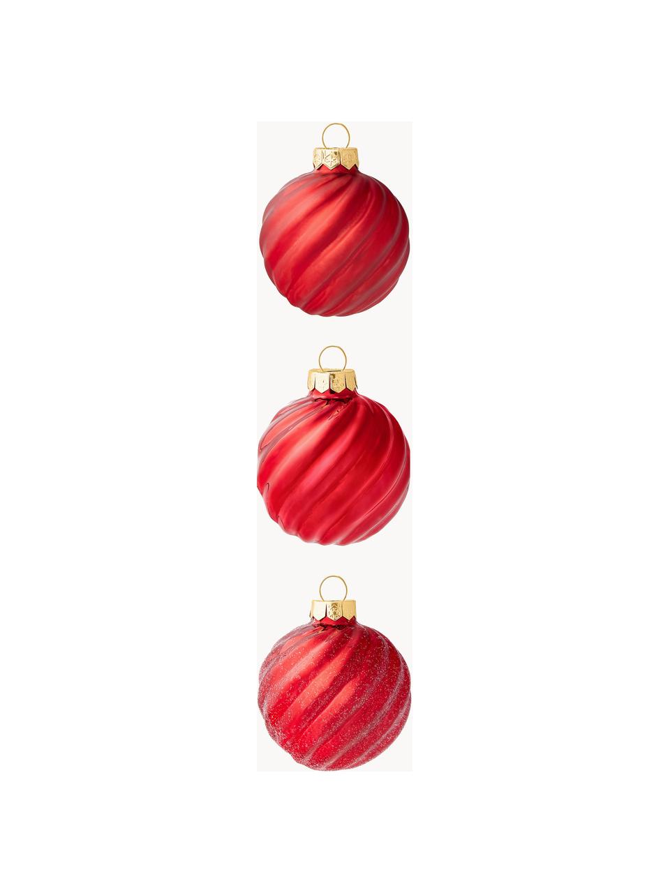 Vianočné gule Gabriela, 3 ks, Sklo, Červená, Ø 6 x V 6 cm