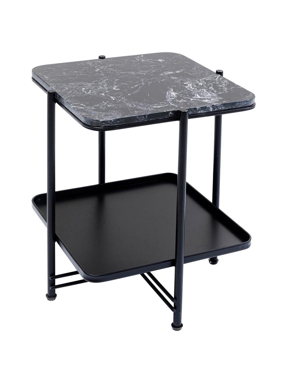 Tavolino con piano in marmo Bennet, Struttura: acciaio verniciato, Nero, Larg. 39 x Alt. 45 cm