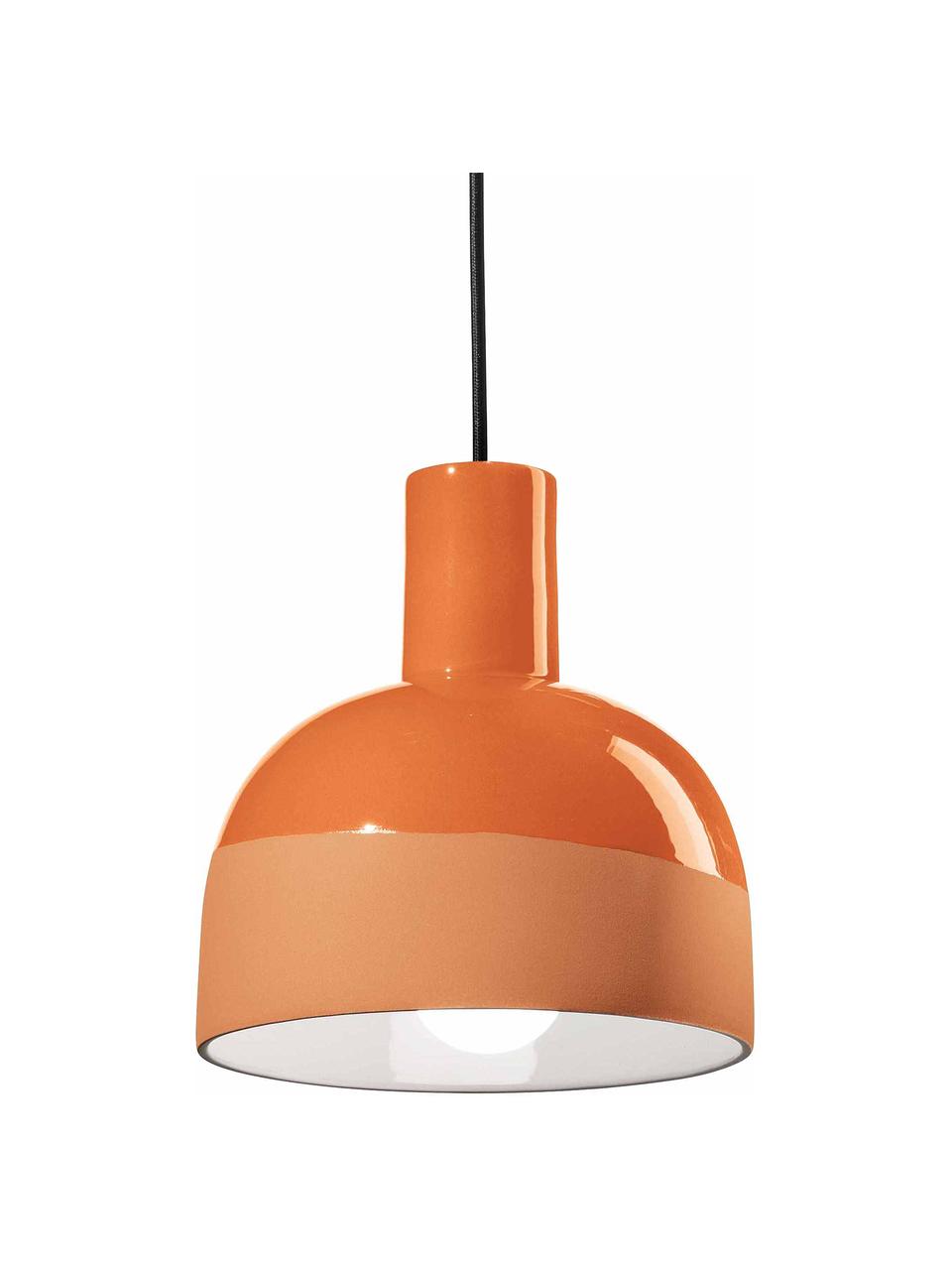 Kleine keramische hanglamp Caxixi in oranje, Lampenkap: keramiek, Baldakijn: keramiek, Oranje, Ø 22 x H 27 cm