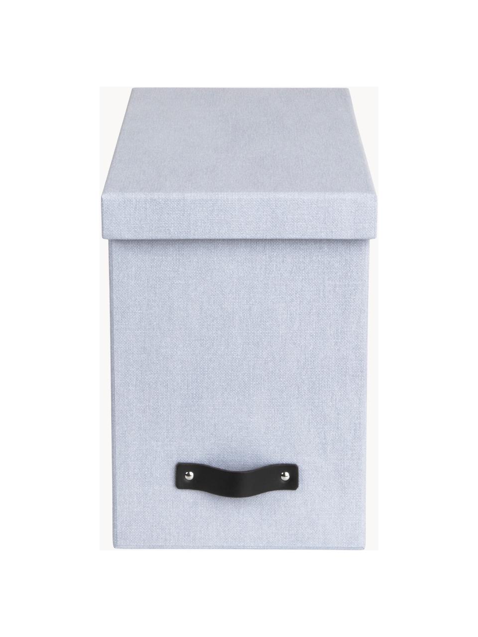 Hängeregister-Box Johan, Box: Canvas, fester Karton (10, Griff: Leder, Hellgrau, Braun, B 19 x T 35 cm