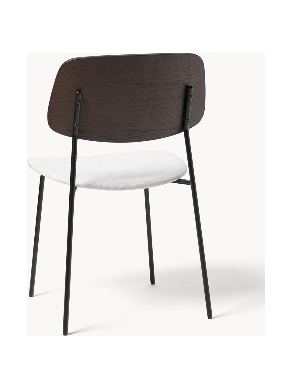 Dřevěné židle s čalouněnými sedáky Nadja, 2 ks, Krémově bílá, tmavé dřevo, Š 50 cm, H 53 cm