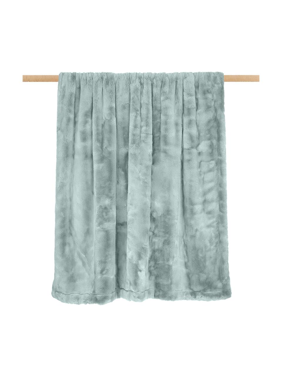 Plaid moelleux en fourrure synthétique Mette, Vert turquoise, larg. 150 x long. 200 cm