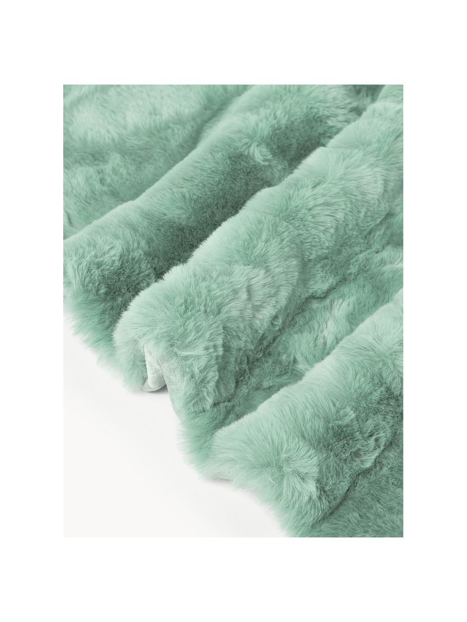 Pluizige kussenhoes van imitatievacht Mathilde, glad, Bovenzijde: 67% acryl, 33% polyester, Onderzijde: 100% polyester Het in dit, Petrol, B 150 x L 200 cm