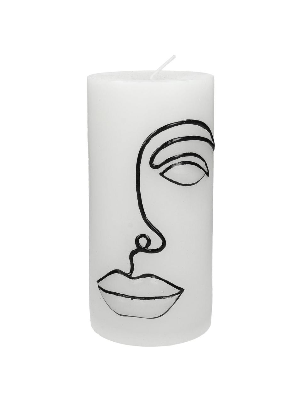 Bougie décorative Face, Cire, Blanc, noir, Ø 7 x haut. 15 cm