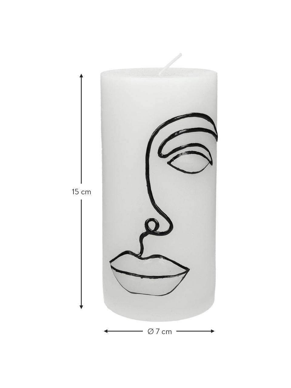 Vela pilar Face, Cera, Blanco, negro, Ø 7 x Al 15 cm